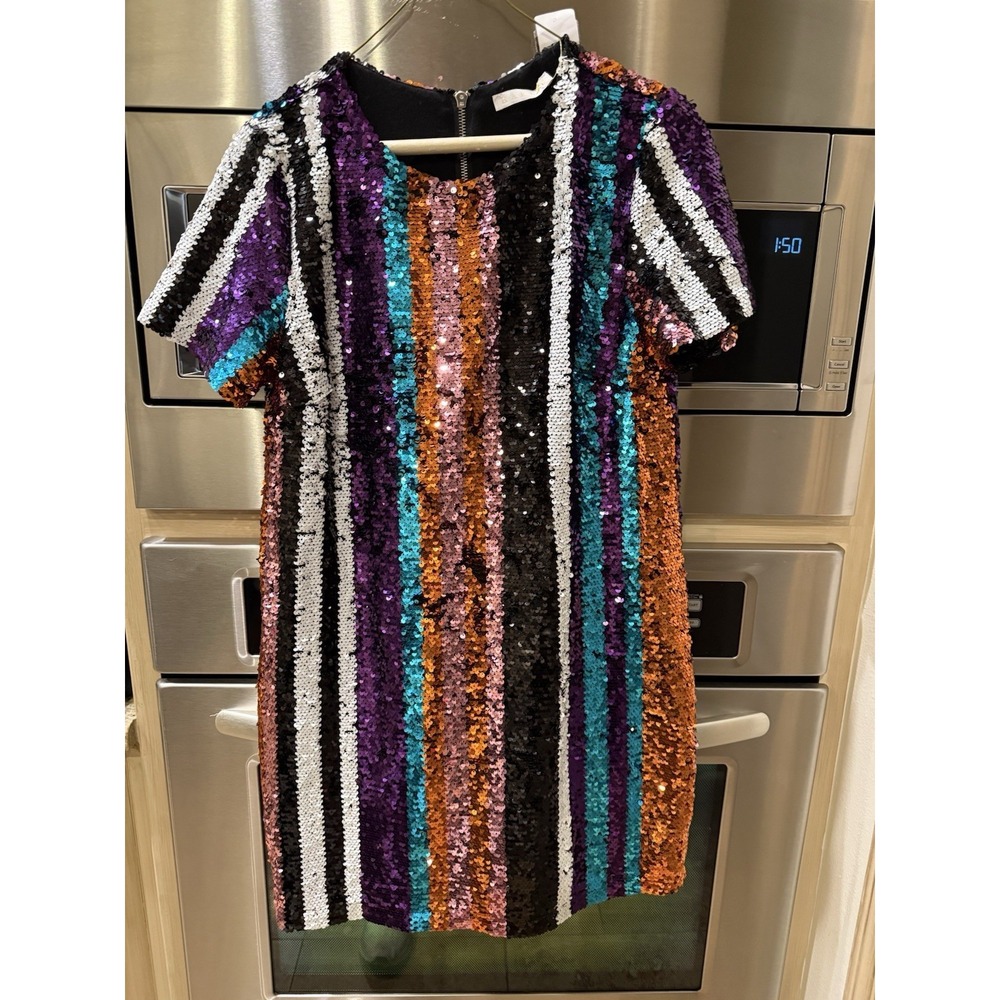 Karlie Striped Sequin Mini Dress Large New Years